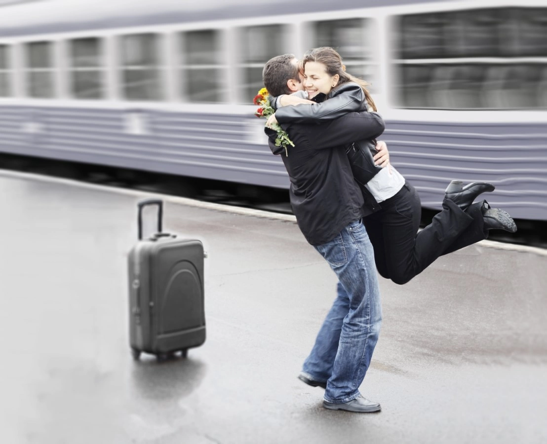 at the train station
