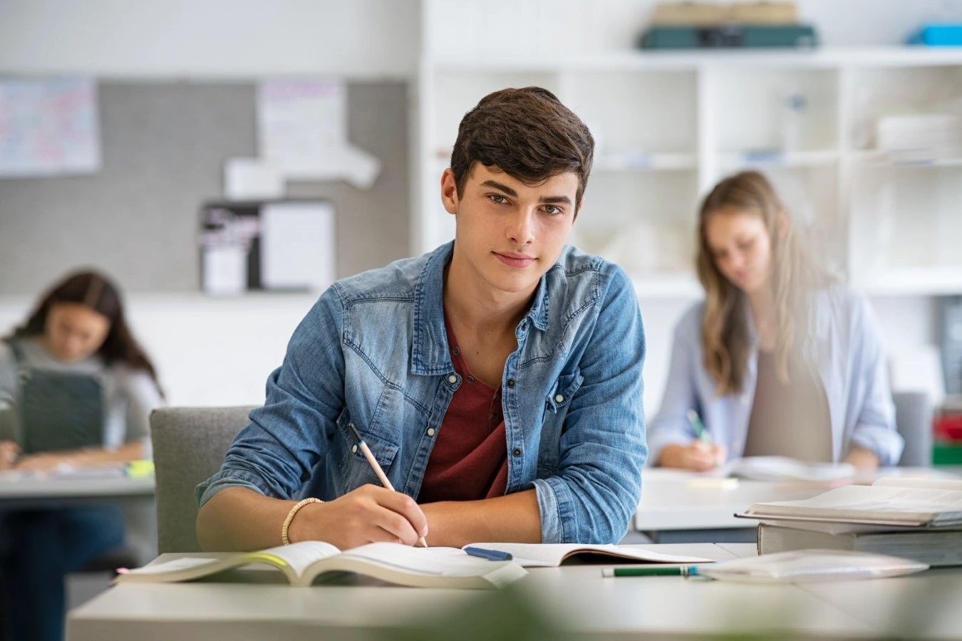 boy completing assignment