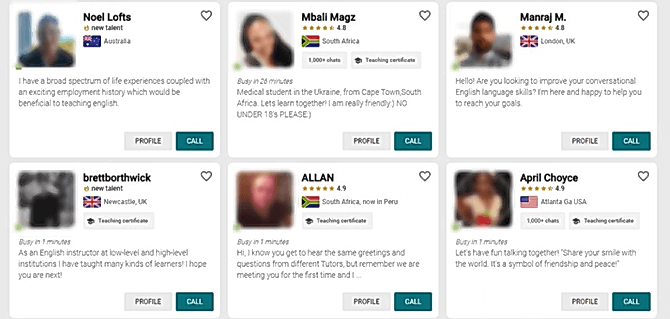 Cambly Teacher Profiles