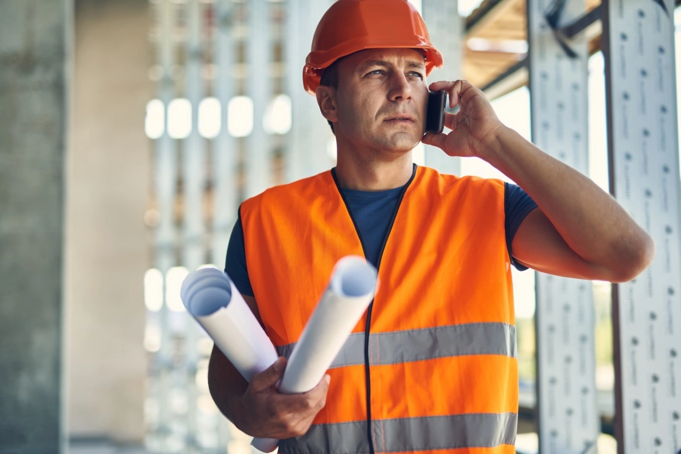 contruction man on phone