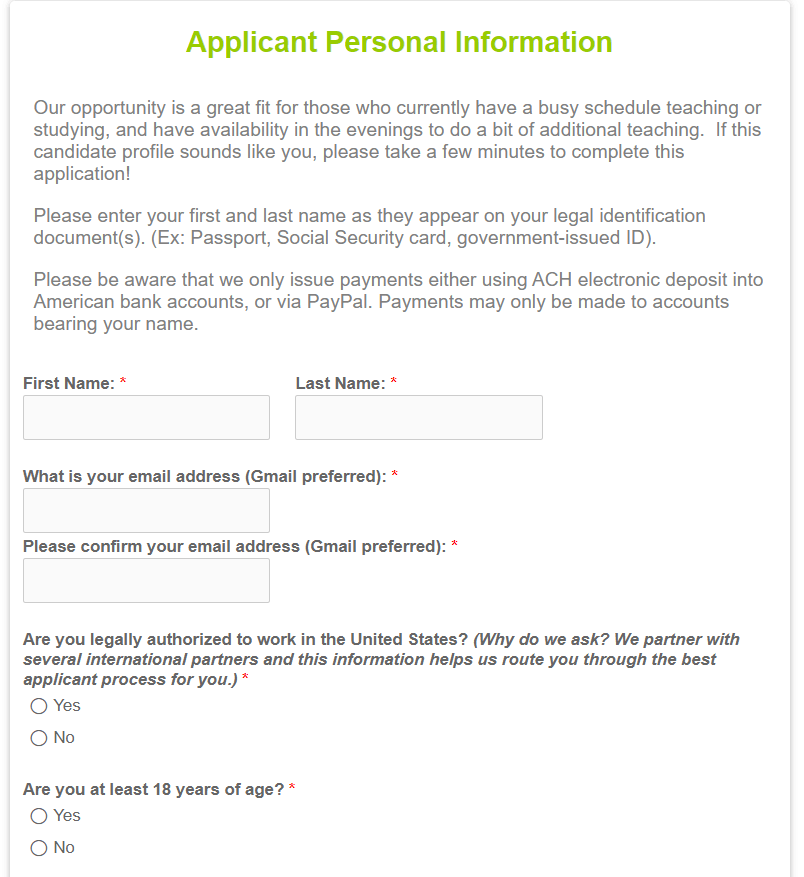 Open English Application
