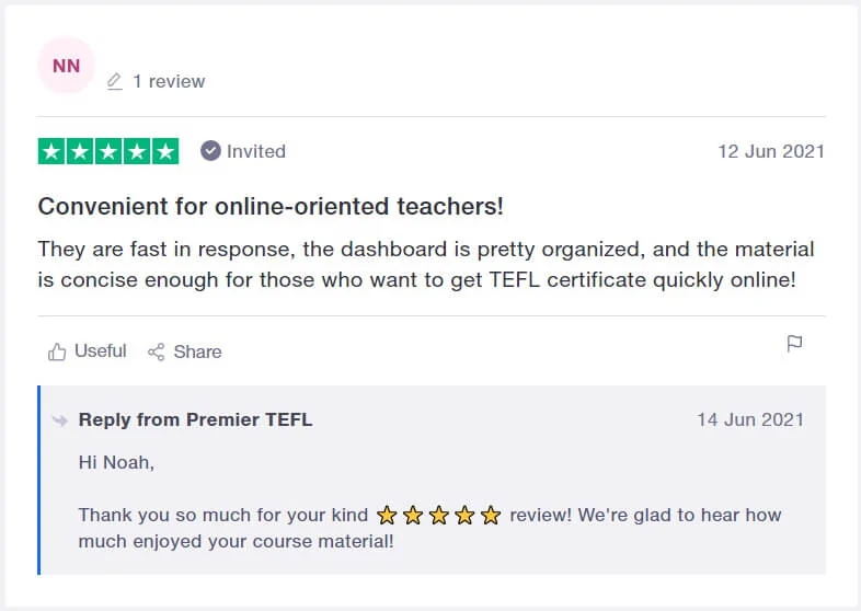 Premier TEFL Reviews from Trustpilot