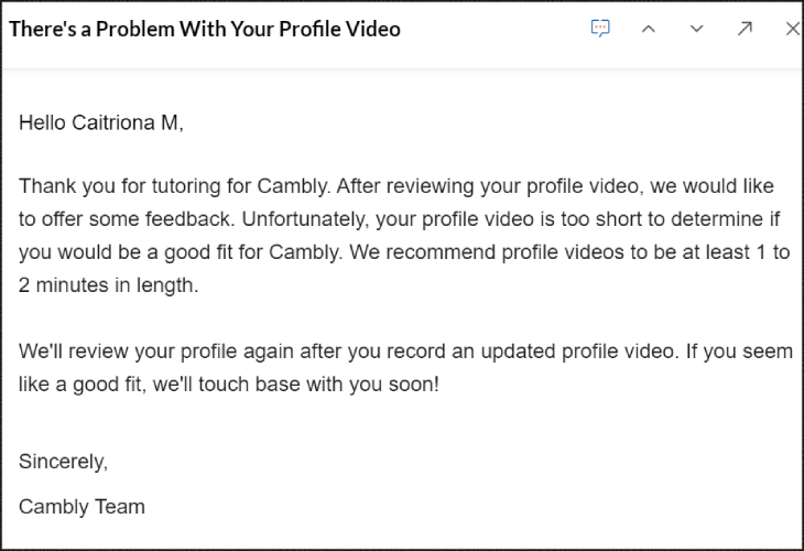 Cambly Rejection