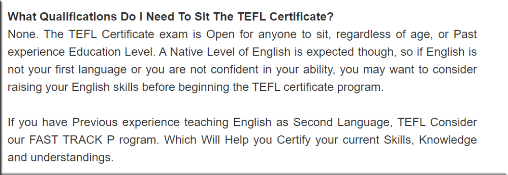 TEFL Certiifcate Qualifications