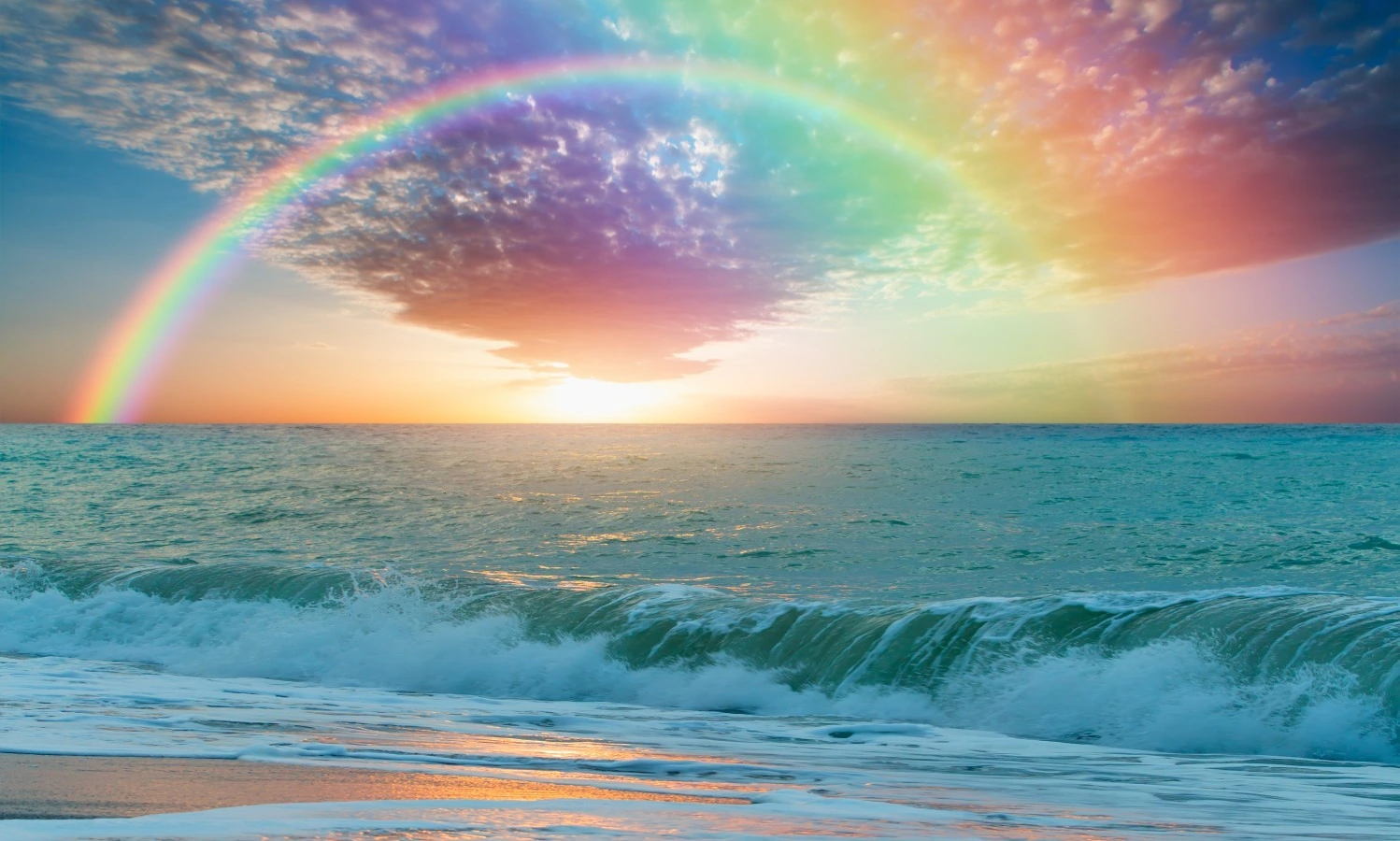rainbow blue sea