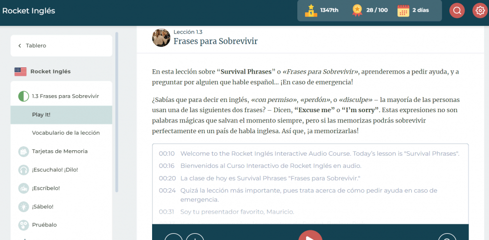 Rocket Languages Lesson