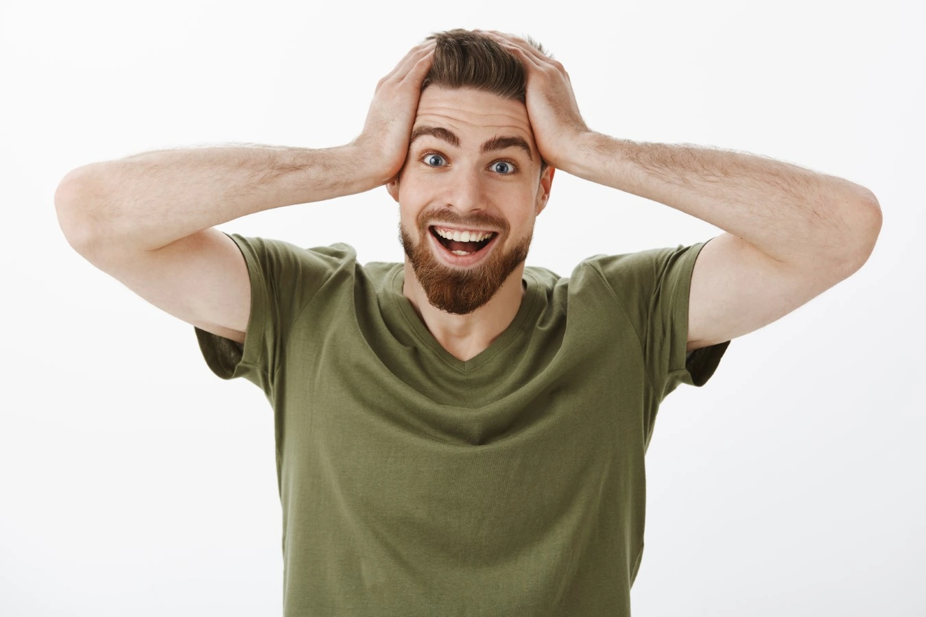 surprised happy worker
