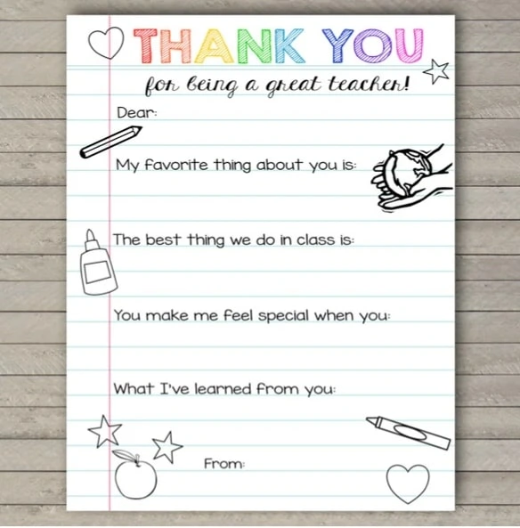 Thank You Teacher Printable