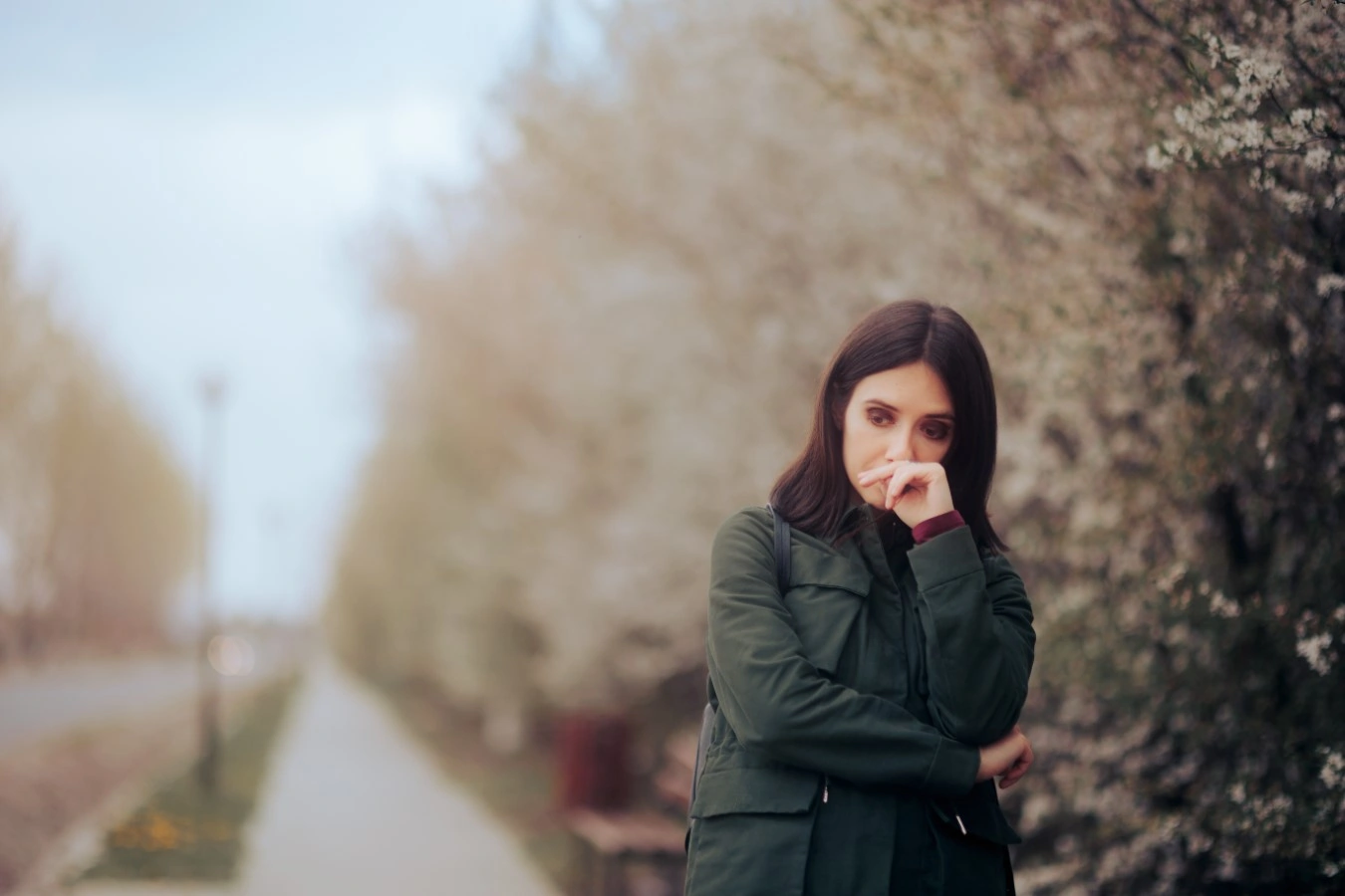upset woman alone