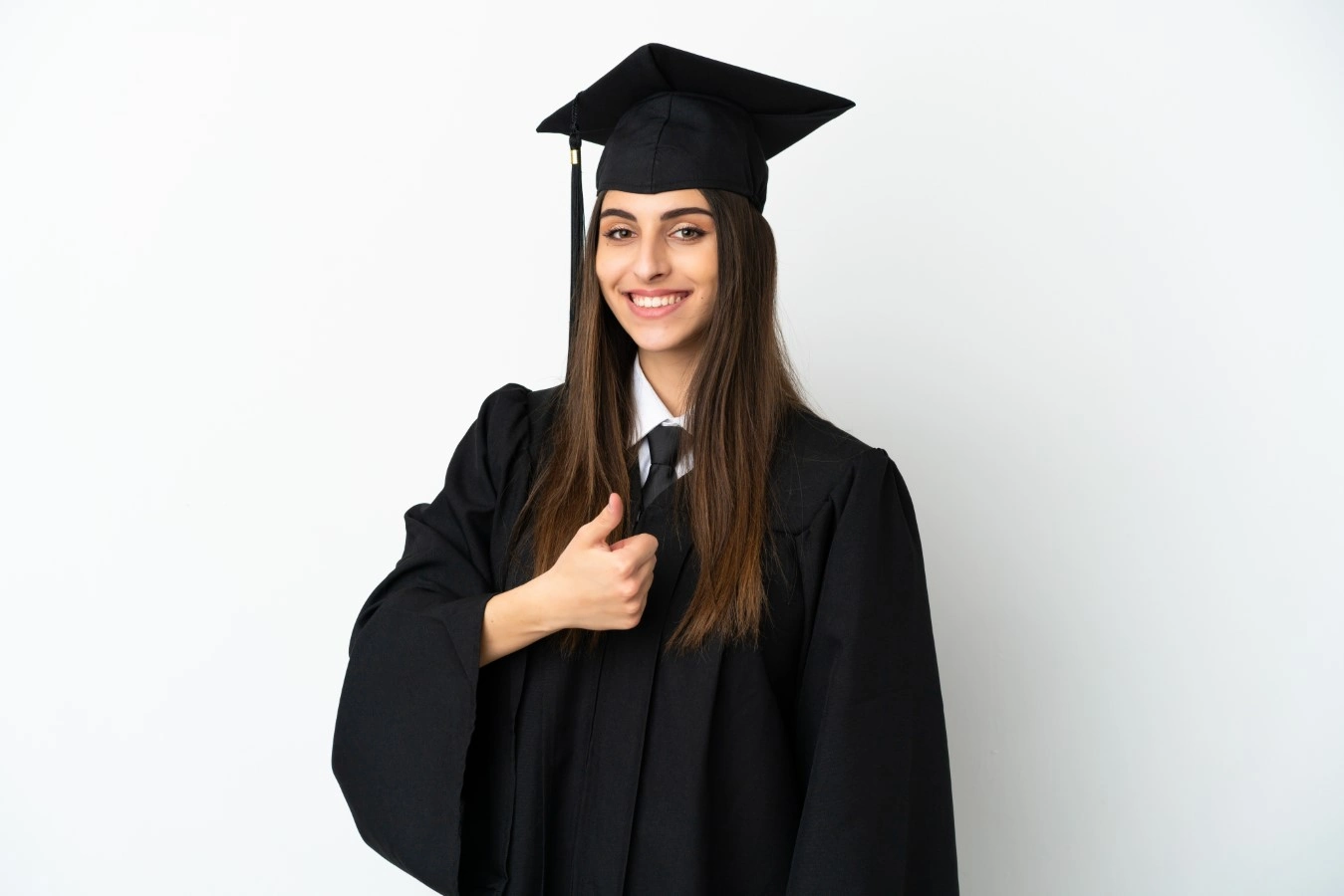 woman in college graduation gown