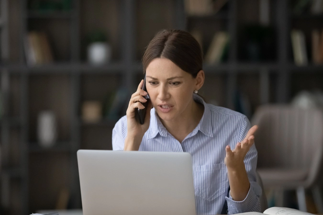 woman on phone arguing