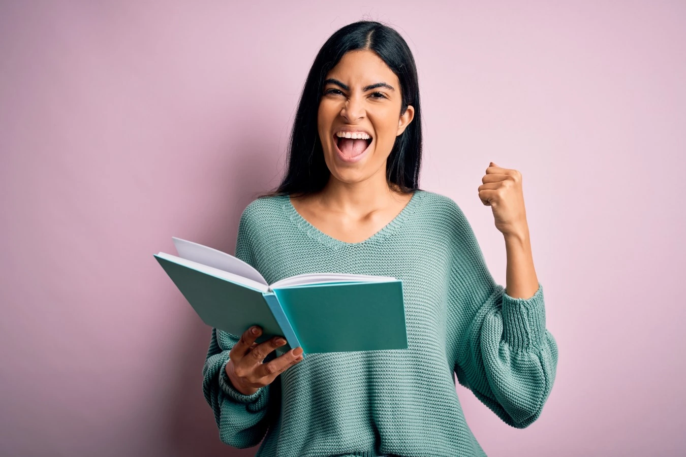 woman reading book