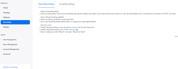 Where to Find Zoom Recordings Tab